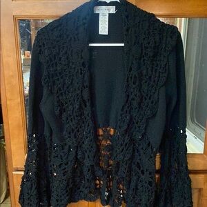 Nine West Black Lace Cardigan Sweater